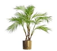 Leaf 90Cm Artificial Areca Palm Plant Twisted Detail Trunk With Gold Metal Planter