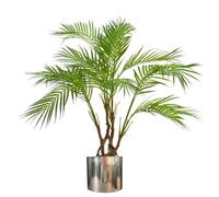 Leaf Design 90cm Artificial Areca Palm Plant Twisted Detail Trunk with Silver Metal Planter
