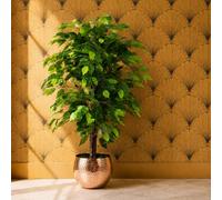 Leaf 90Cm Artificial Ficus Tree -Copper Planter Premium