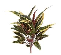 Leaf 90cm Artificial Fire Retardant Caladium Bush white edge x15w/49Lvs in Green Leaf Green