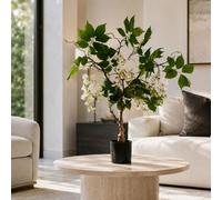 Leaf 90Cm Artificial White Wisteria Bush Premium