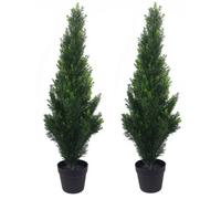 Leaf 90Cm Pair Of Artificial Cedar Cypress Topiary Uv Resistant