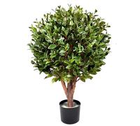 Leaf 90cm UV Resistant Gloxinia Single Ball Topiary with 1608 Leaves & Natural Trunk in Green Leaf Green