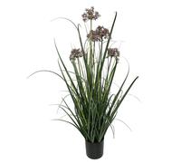 Leaf 95cm Artificial Grass Plant Potted with Flower Detail - 95cm - 95cm - Green