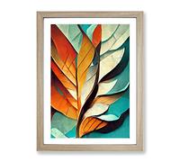 Leaf Abstract No.2 Framed Print | A3 Oak Framed Wall Art | Ready to Hang | Abstract Floral Picture | Living Room Bedroom Lounge Office