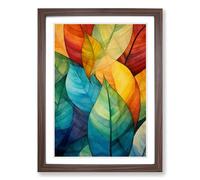 Leaf Abstract No.3 Framed Print | A2 Walnut Framed Wall Art | Ready to Hang | Abstract Floral Picture | Living Room Bedroom Lounge Office