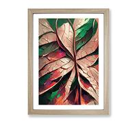 Leaf Abstract No.3 Framed Print for Living Room Bedroom Home Office Décor, Wall Art Picture Ready to Hang, Oak A4 Frame (34 x 25 cm)