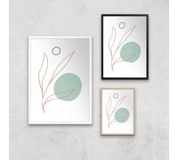 Leaf And Dot Giclee Art Print - A2 - White Frame