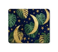 Leaf and Moon Washer Dryer Top Protector Mat, Gold Glitter Tropical Cover, Star Pattern Rubber Anti-slip Waterproof Mats for Laundry Room 20x24 Inch