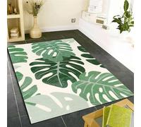 Leaf Area Rug, 60x90cm Green Leaf Non-Slip Living Room Rugs, Soft and Comfortable Tropical Rainforest Interior Carpets, Suitable for Bedroom Office Study Balcony Bedside Carpet
