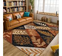 Leaf Area Rug, Autumn Rustic Fern Branch Fall Brown Non-Slip Soft Rectangle Carpet Stain Resistant Rugs for Living Room Bedroom Classroom Apartment Decor 5' X 7'