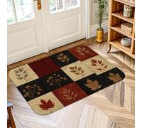 Leaf Area Rug, Fall Rustic Maple Flower Fall Red Non-Slip Doormat Throw Rug Edge Binding Entryway Bathroom Laundry Room Bedside Decor 2' X 3'