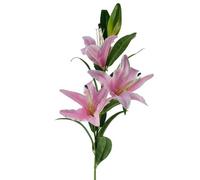 Leaf Artificial 100Cm Large Pink Lily Stem - 3 Flowers