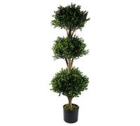 Leaf Artificial 120Cm Buxus Triple Ball Tree Uv Resistant Outdoor Topiary