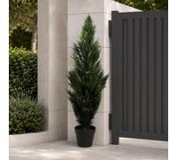 Leaf Artificial 120cm Cedar Cypress Topiary UV Resistant in Green Leaf Green