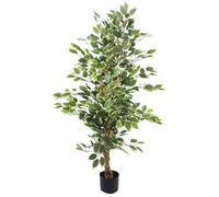 Leaf Artificial Ficus Tree/Plant, White Edge Bushy, 120cm