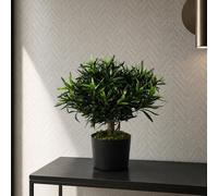 Leaf Artificial 40cm Podocarpus Bush Plant in Green Leaf Green