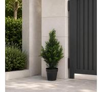 Leaf Artificial 60cm Cedar Cypress Topiary UV Resistant in Green Leaf Green