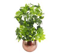 Leaf Artificial 75cm Arboricola Gold Capella Plant Copper Planter in Green Leaf Green