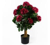 Leaf Artificial 75cm Pink Bush Hydrangea Plant Potted in Dark Pink Leaf Dark Pink