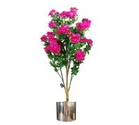 Leaf Artificial Blossom Tree Pink Silver Planter 100cm Realistic Plant Design Azalea Botanik in Dark Pink Leaf Dark Pink