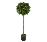 Leaf Artificial Boxwood Buxus Ball Topiary Tree 120cm 4ft Real Wood Trunk Realistic Botanik in Green Leaf Green