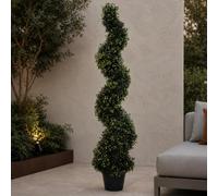 Leaf Artificial Boxwood Tower Tree Topiary Spiral Twist Metal Top Design