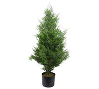 Leaf Artificial Cedar Cypress Confier Trees, Wood, Green 90cm Bushy, 3 feet