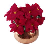 Leaf Artificial Christmas Xmas Poinsettias Copper Curve Large Metal Planter