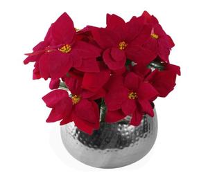 Leaf Artificial Christmas Xmas Red Poinsettia 40cm Potted Houseplant in Pot