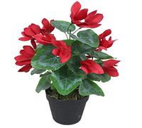 Leaf Artificial Cylamen Flowering Plant, Plastic, Silk, Red, 38cm