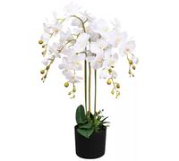 Artificial Deluxe Bush Orchid White 85cm Bush Orchid Lots of Flowers Botanik Leaf White One Size