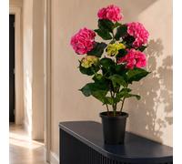 Leaf Artificial Faux Hydrangea Flowering Plant Pink Leaf Pink