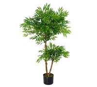 Leaf Artificial Ficus Tree Plant 100cm Luxury Ruscus 100cm Real Wood Trunk Botanik in Green Leaf Green