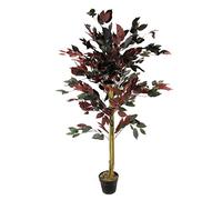 LeafDesign Artificial Ficus Plant 120cm (4ft) Dark Red & Green - Extra Large