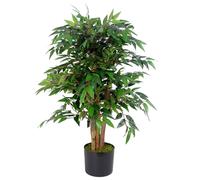 Leaf Artificial Ficus Tree Plant 90cm Luxury Smilax 90cm Real Wood Trunk Botanik in Green Leaf Green