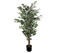 Leaf Design 130cm Artificial Tall Variegated White/Green Bushy Ficus Tree