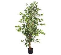 Leaf Artificial Ficus Tree/Plant, White Edge Bushy, 120cm