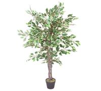Leaf Artificial Ficus Tree Plant White Edge Twist 130cm Realistic House Plants Botanik in Green Leaf Green