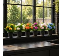 Leaf Artificial Freesia Flowering Houseplant Potted Plants Realistic, 18cm