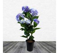 Leaf Artificial Hydrangea Flowering Plant Blue - 90cm - 90cm - Blue Hydrangea