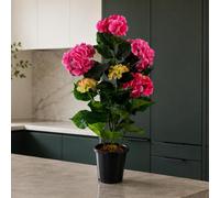 Leaf Artificial Hydrangea Flowering Plant Pink