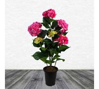 Leaf Design Artificial Hydrangea Flowering Plant Pink