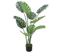 Leaf Design 120cm (4ft) Luxury Artificial Monstera Plant (Black Pot)