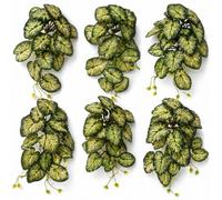 Leaf Artificial Pack Of 6 X 25Cm Variegated Caladium Vine Plant Dark Green