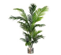 Leaf Artificial Palm Tree Extra Large - Huge 180Cm 6Ft Silver Metal Planter