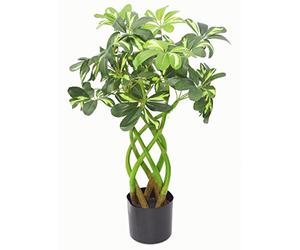 Leaf Artificial Schefflera Arboricola Foliage Plant (Umbrella Tree), Mixed Materials, Bonsai Twist, 70cm