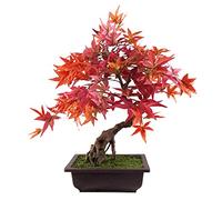 50cm Artificial Red Maple Bonsai Tree Leaf Red One Size