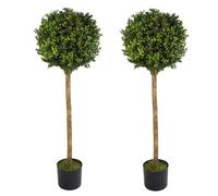 Leaf 120Cm Pair Of Pair Of 4Ft Artificial Boxwood Buxus Ball Topiary Tree, Green