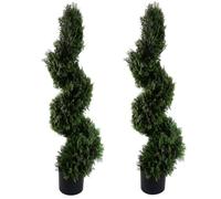 Leaf Design 120cm Pair of Spiral Cedar Tree Artificial Topiary